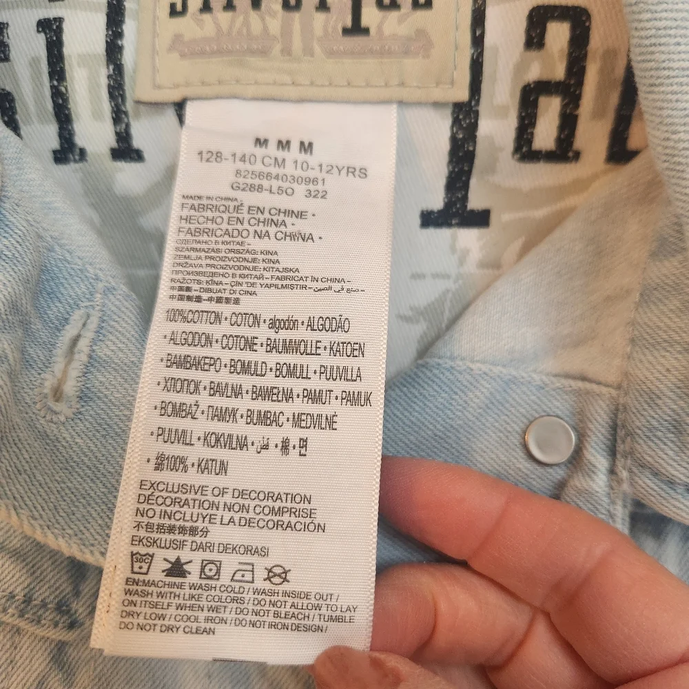Levi's Silver Tab‎ Cropped Denim Jean Jacket Teen Girl's, Size M (10-12 years)